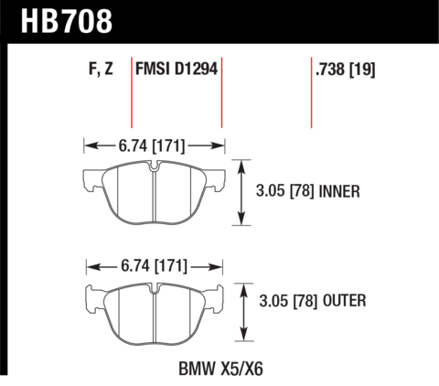 BMW X4 / X5 / X6 Hawk HPS Front Brake Pads
