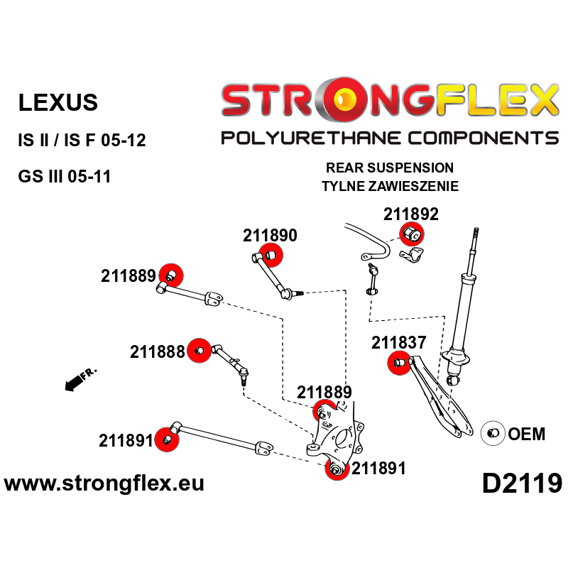 REAR SUSPENSION POLYURETHANE BUSH KIT IS250-2