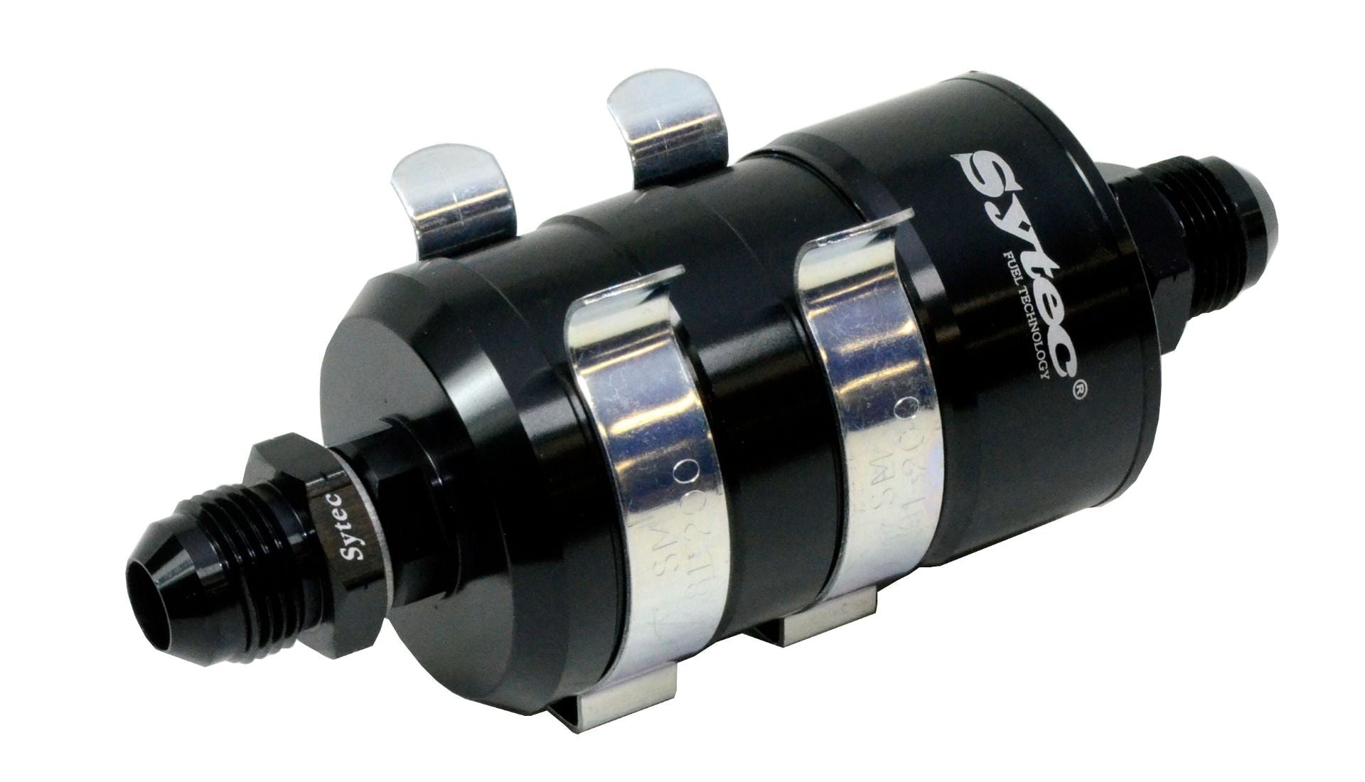 SYTEC Bullet fuel Filter AN8 - AN8 (Black) with mounting clips. 10 Micron Paper Element-2