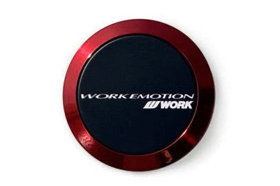 Work Emotion centre cap, black with red ring flat type