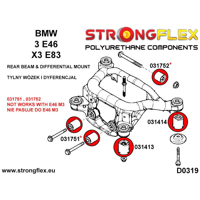 REAR SUBFRAME MOUNTING BUSH KIT RACE E46/Z4/X3-2