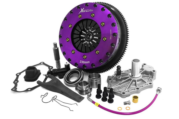 Skyline RB25/26 230mm Organic Twin Plate Xtreme Clutch Kit Incl Flywheel - Pull Type