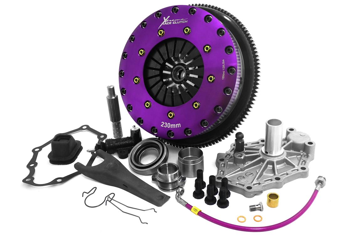Skyline RB25/26 230mm Organic Twin Plate Xtreme Clutch Kit Incl Flywheel - Pull Type
